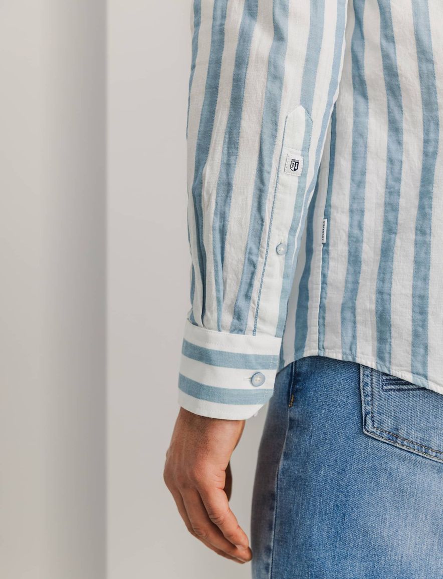 State of Art Regular Fit casual overhemd blauw gestreept