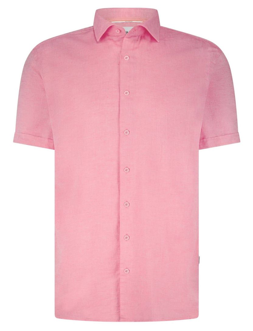 overhemd State of Art roze effen katoen linnen