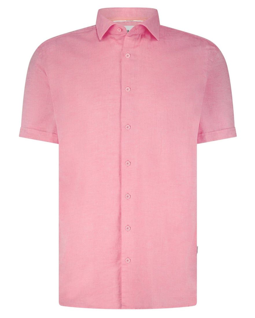 State of Art overhemd roze effen katoen linnen