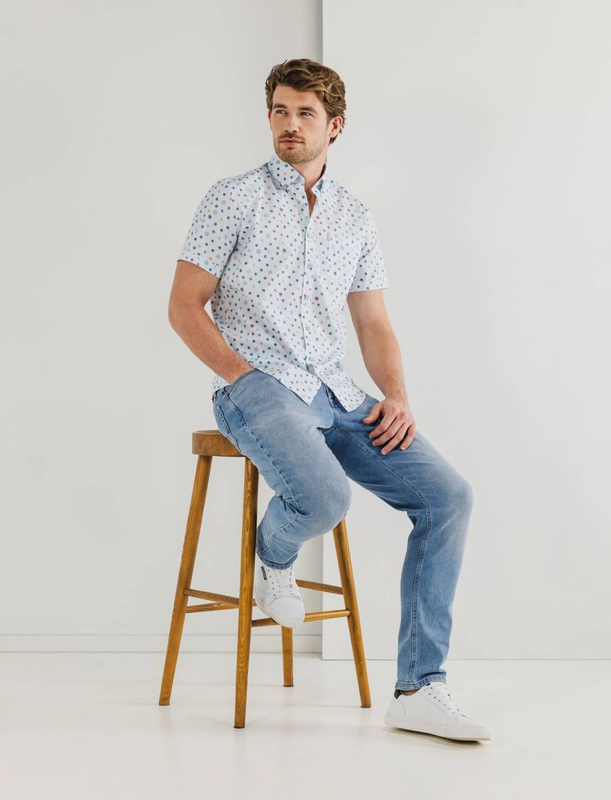 casual overhemd korte mouw wit State of Art