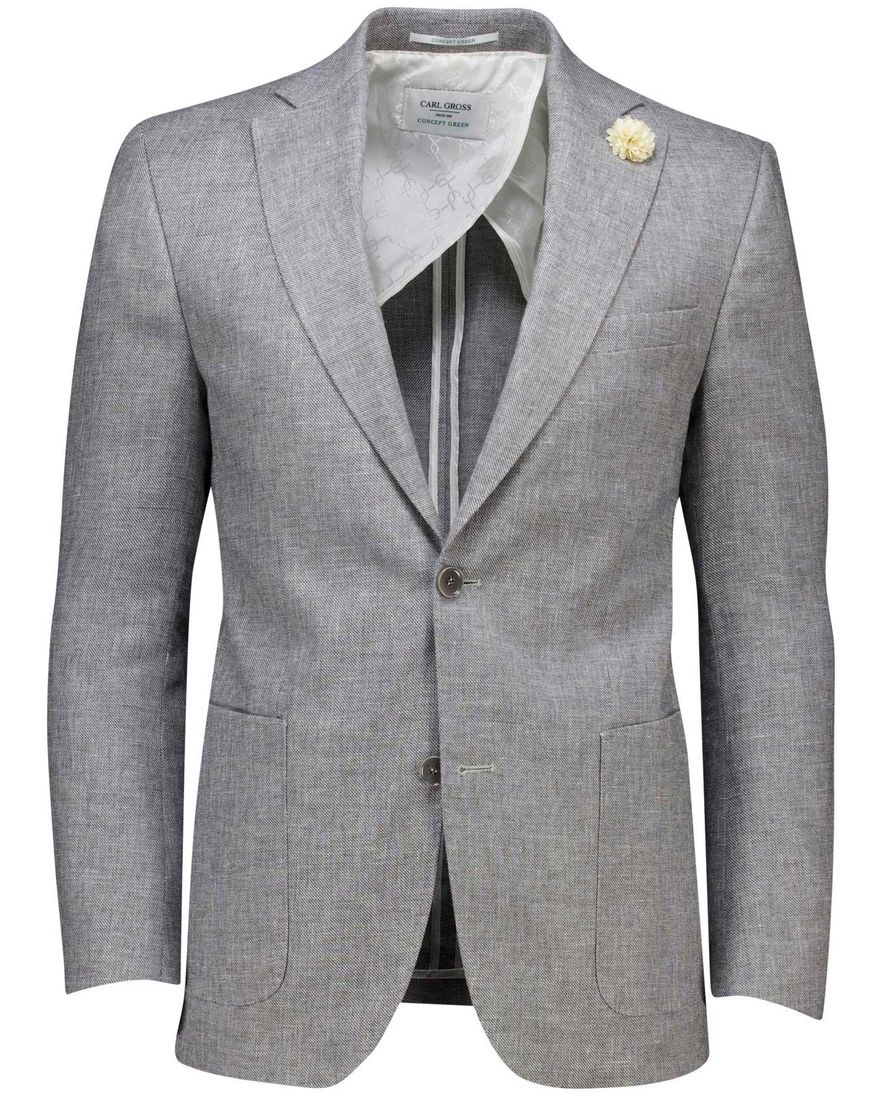 Carl Gross colbert grijs gemeleerd normale fit linnen