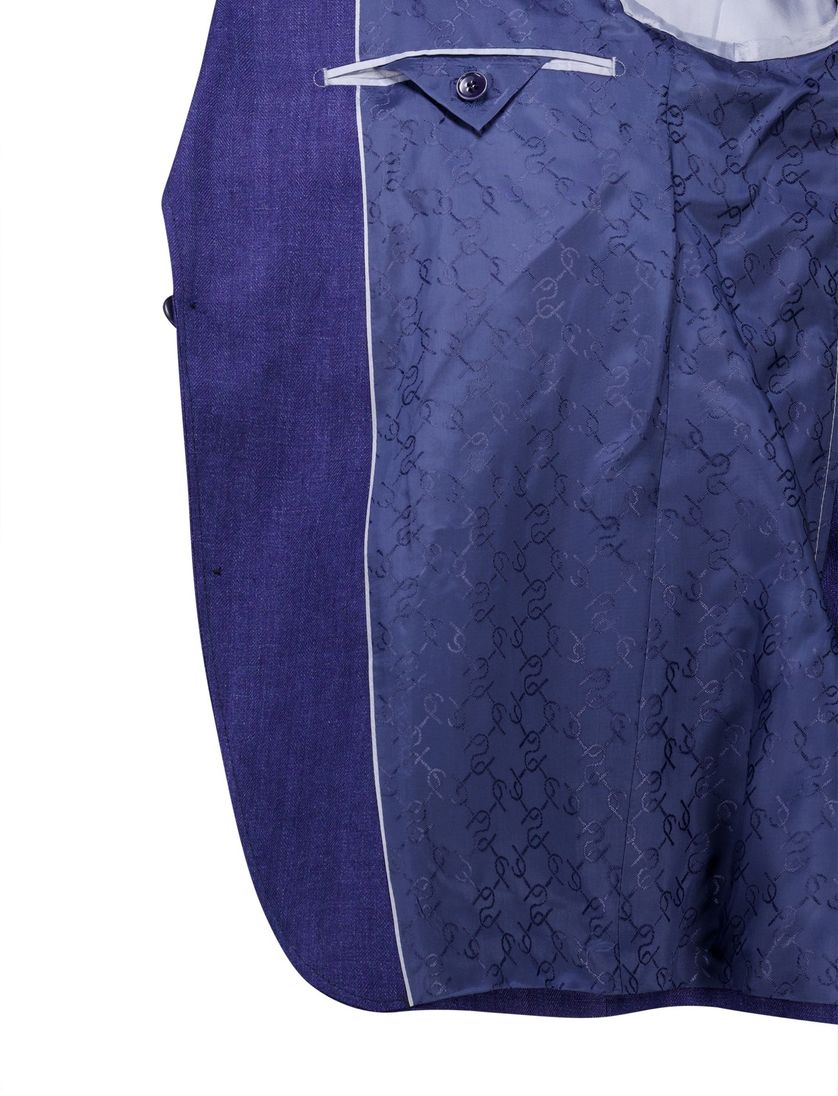 linnen Carl Gross colbert kobaltblauw effen normale fit