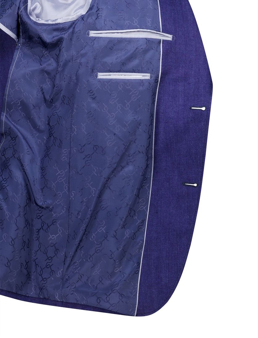 linnen Carl Gross colbert kobaltblauw effen normale fit