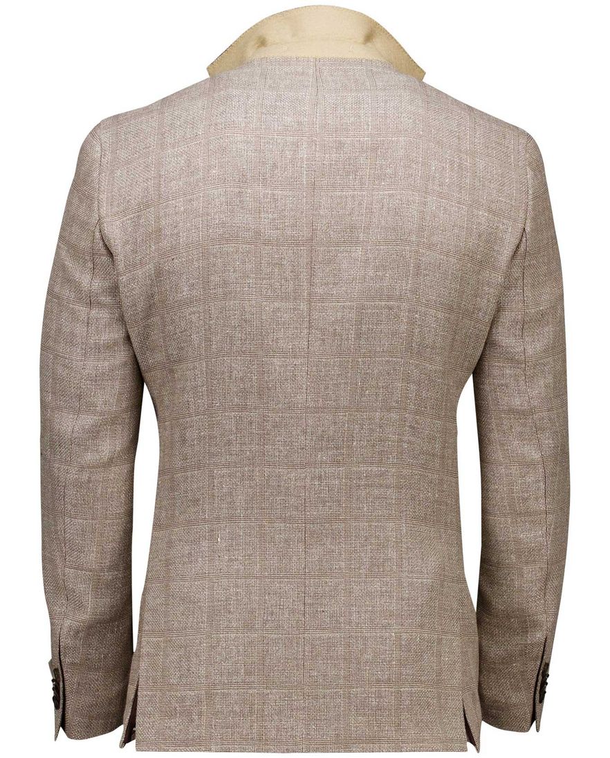 Carl Gross colbert beige geruit normale fit scheerwol