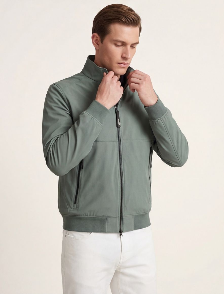 Reset zomerjas Cadiz groen effen normale fit