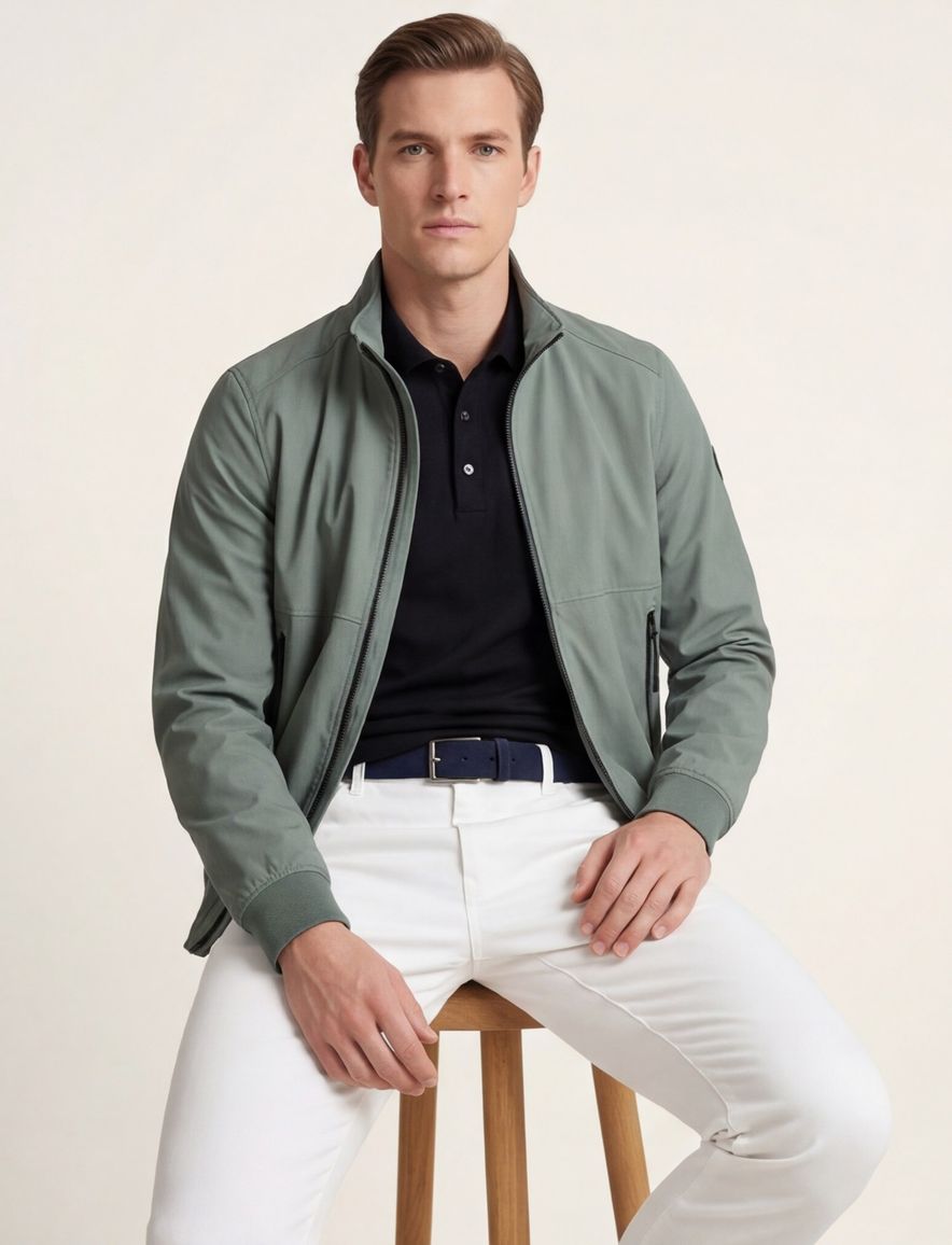 Reset zomerjas Cadiz groen effen normale fit