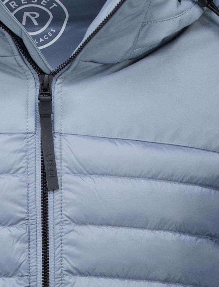 Reset zomerjas blauw normale fit afneembare capuchon