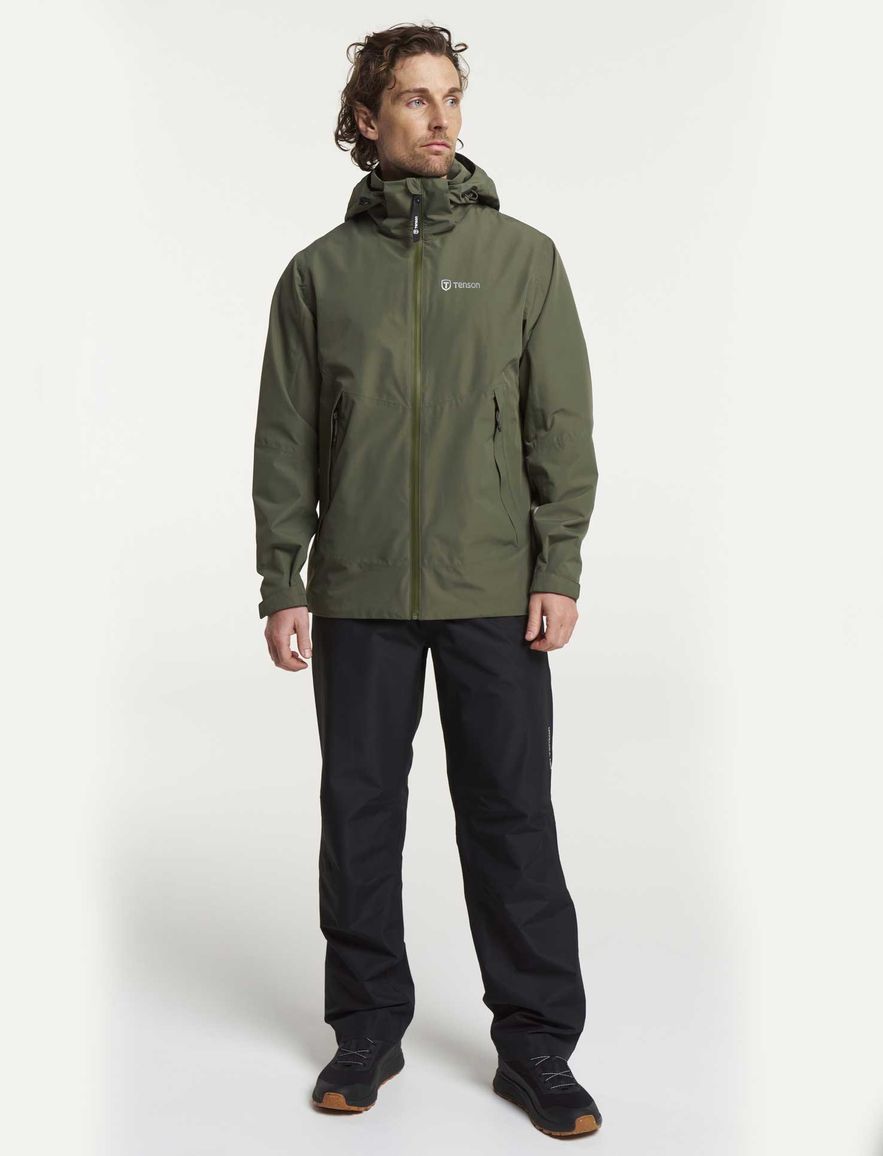 Regenjas Tenson olijfgroen effen capuchon