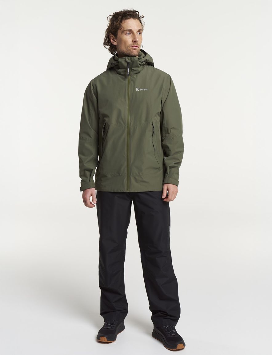 Regenjas Tenson olijfgroen effen capuchon