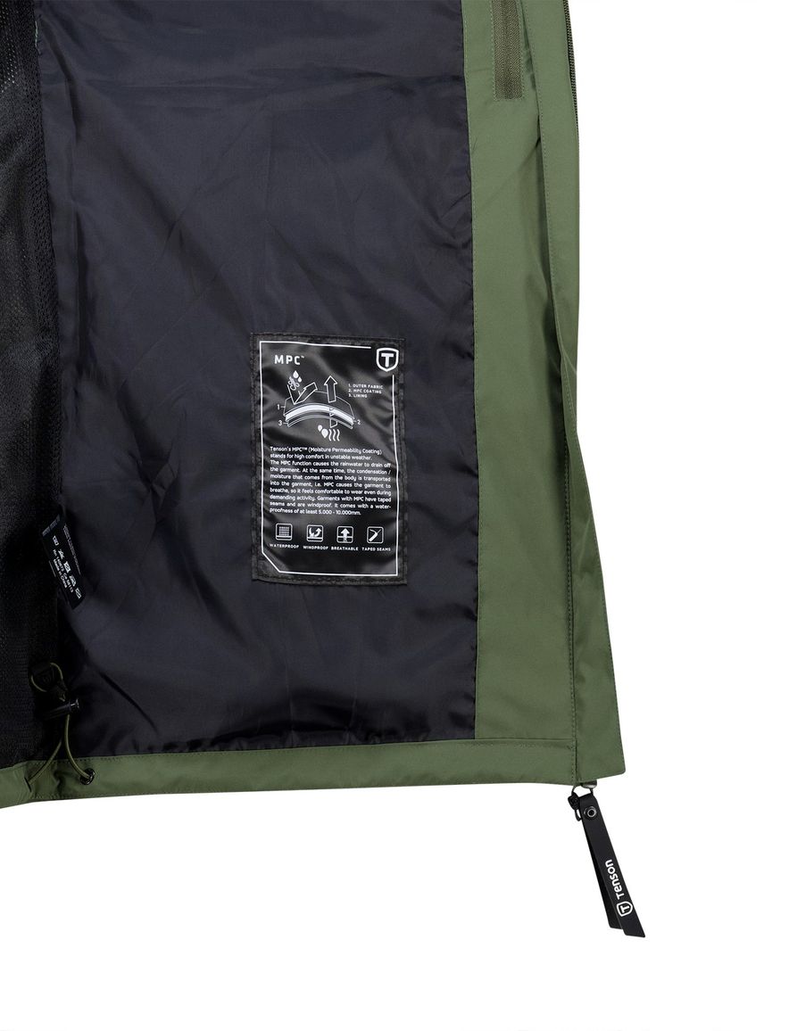 Regenjas Tenson olijfgroen effen capuchon