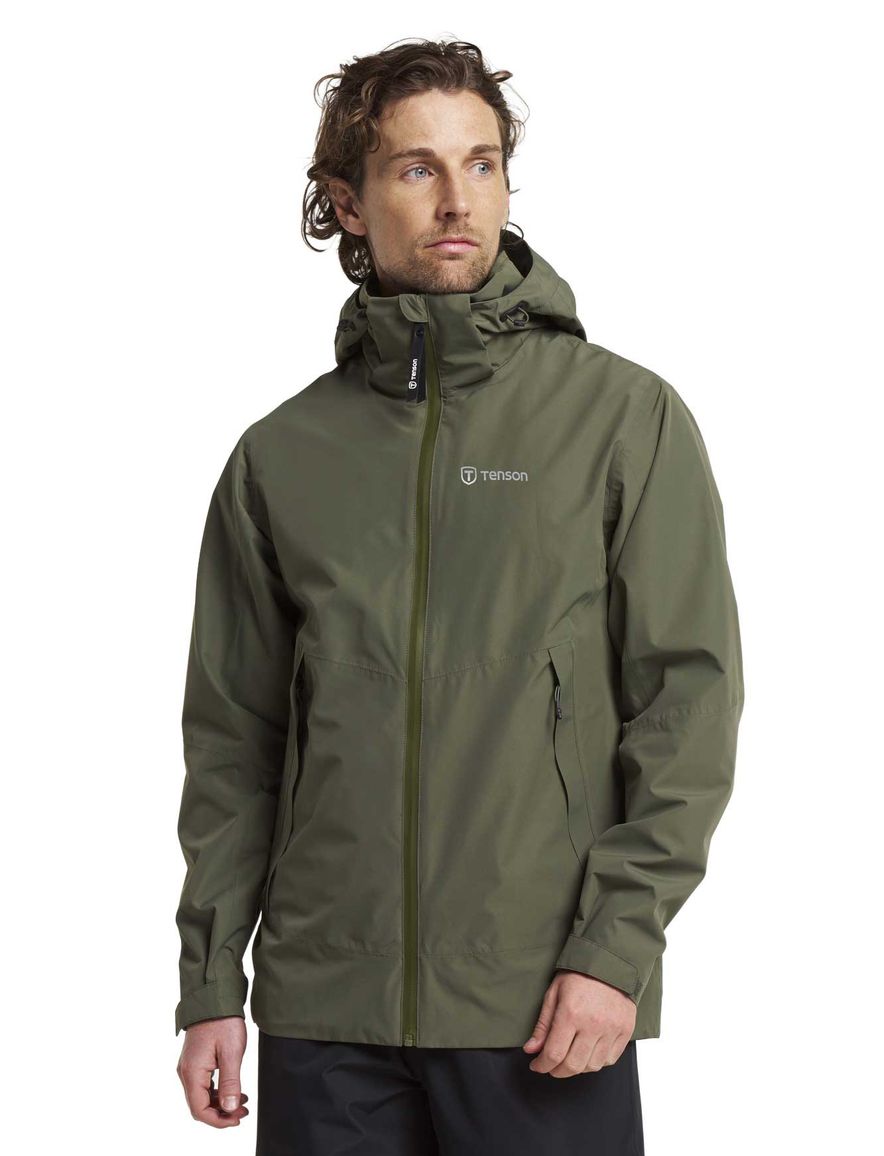 Regenjas Tenson olijfgroen effen capuchon