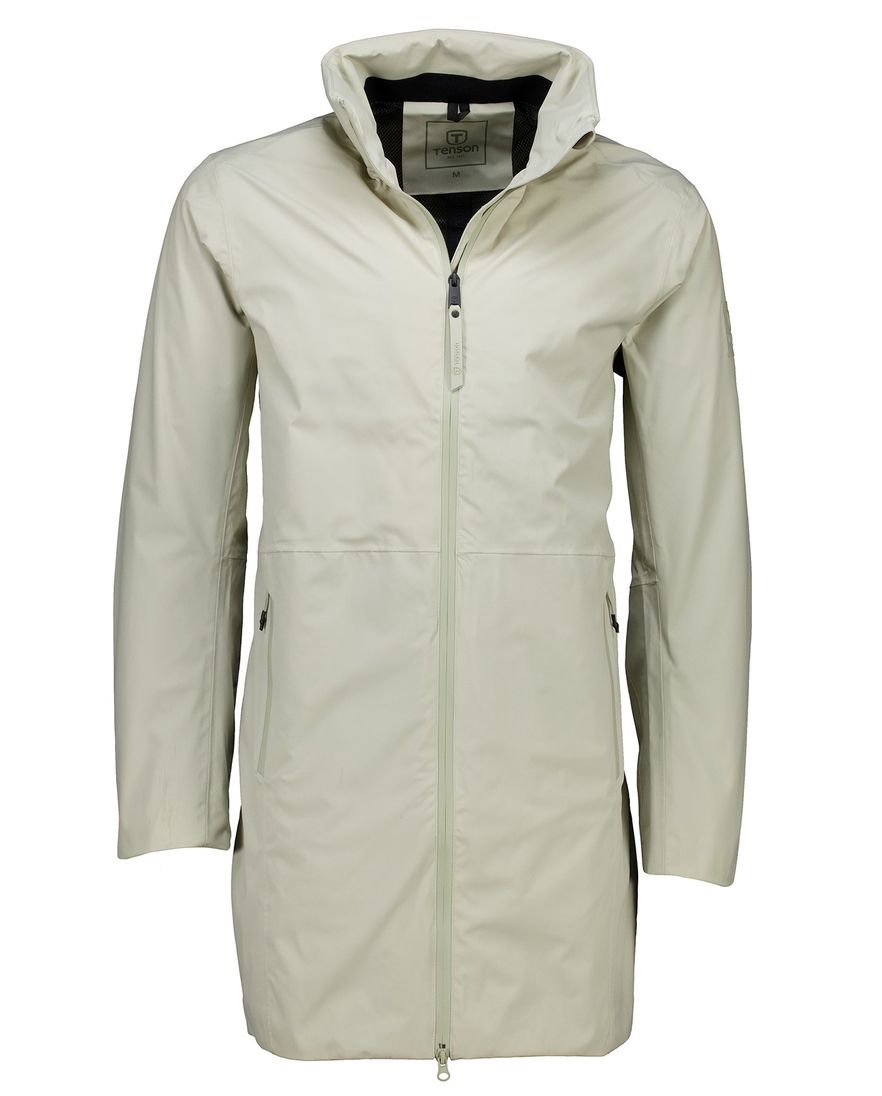 Tenson tussenjas lang Cloudburst beige uitneembare capuchon