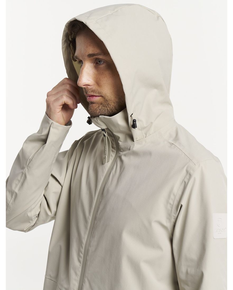 Tenson tussenjas lang Cloudburst beige uitneembare capuchon