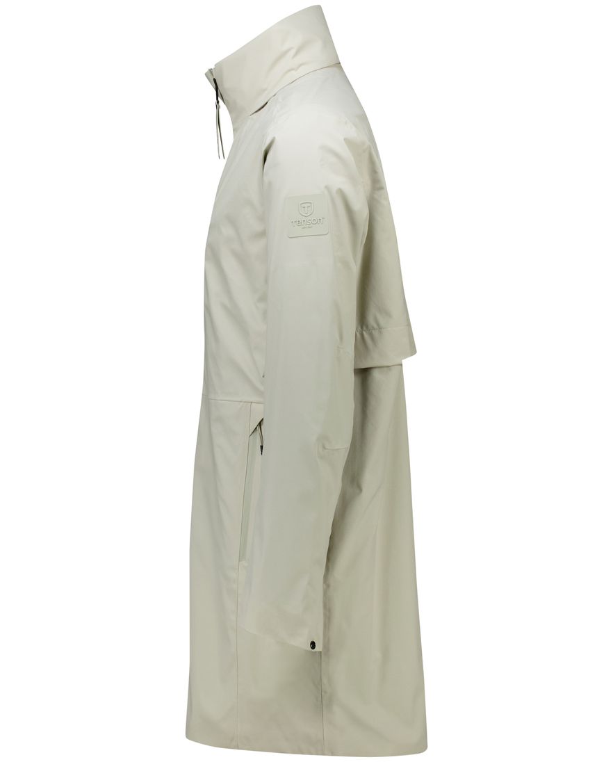 Tenson tussenjas lang Cloudburst beige uitneembare capuchon