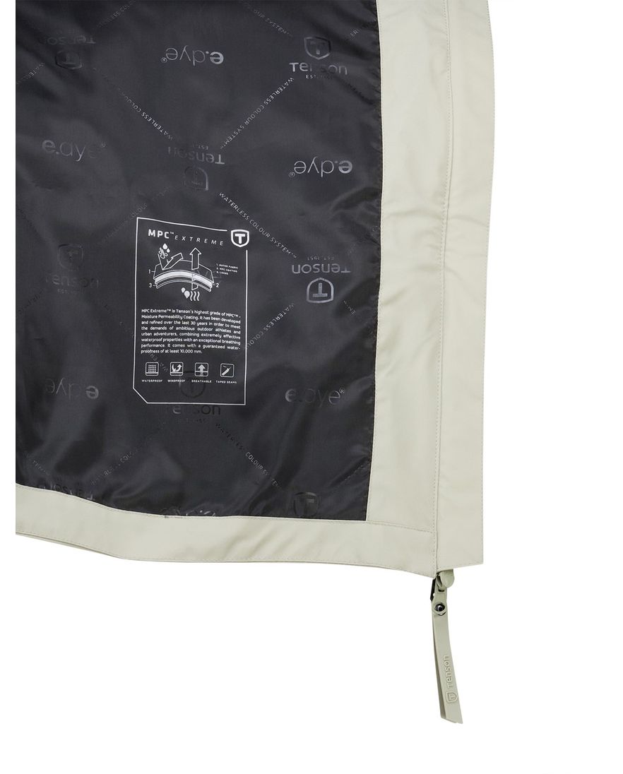 Tenson tussenjas lang Cloudburst beige uitneembare capuchon