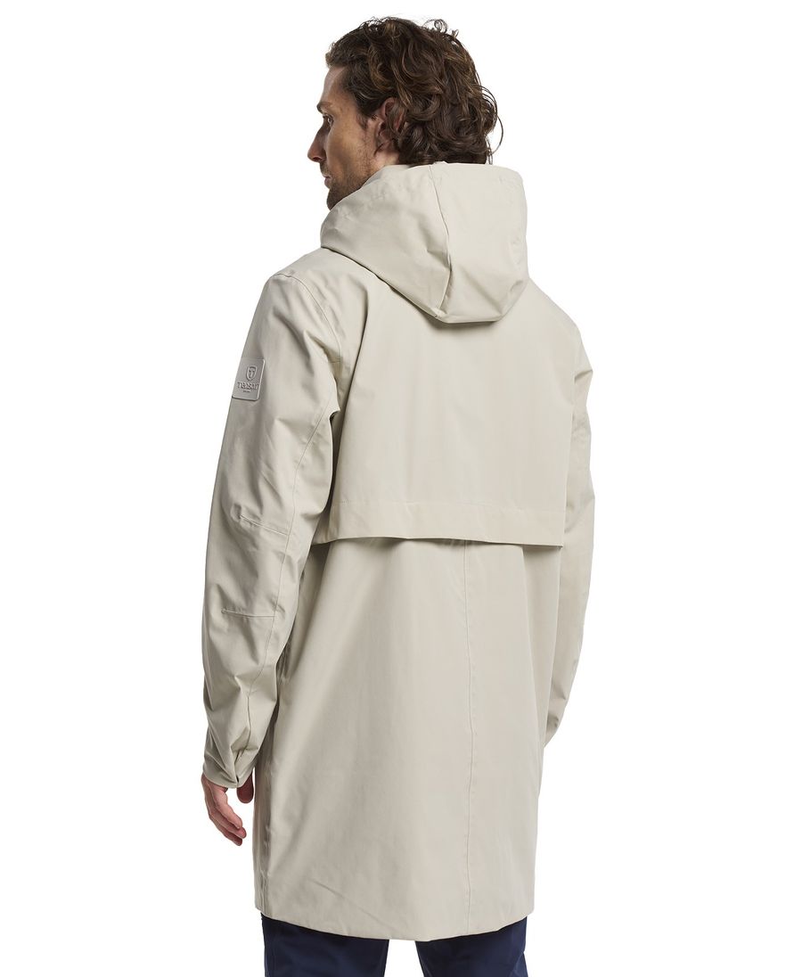 Tenson tussenjas lang Cloudburst beige uitneembare capuchon