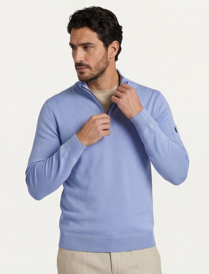 Born with Appetite race half zip trui lichtblauw