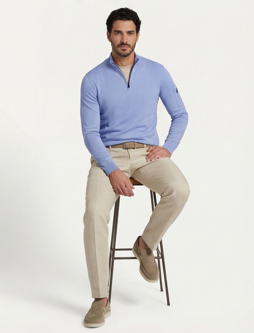 Born with Appetite race half zip trui lichtblauw