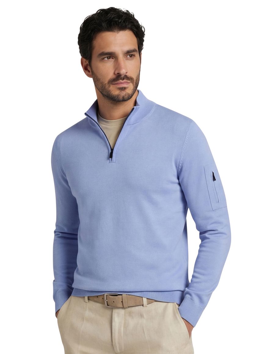 Born with Appetite race half zip trui lichtblauw