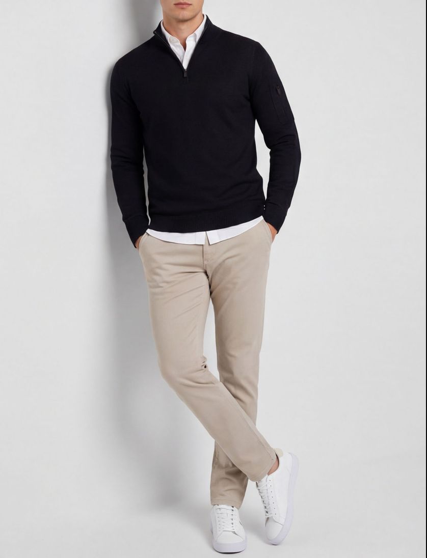 Born with Appetite pullover zwart effe slim fit