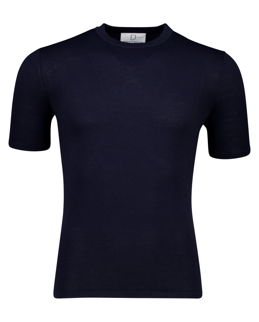 Born with appetite knitted shirt donkerblauw effen