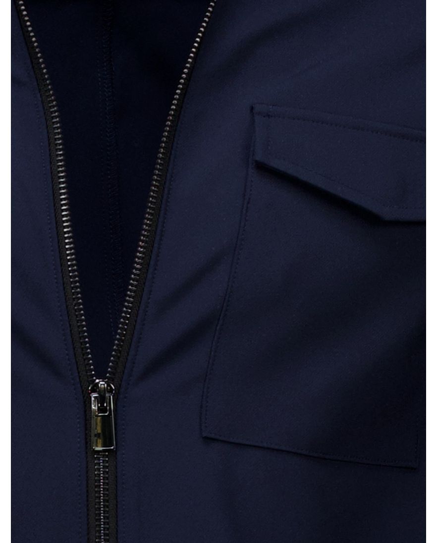 Born With Appetite overshirt met rits donkerblauw effen