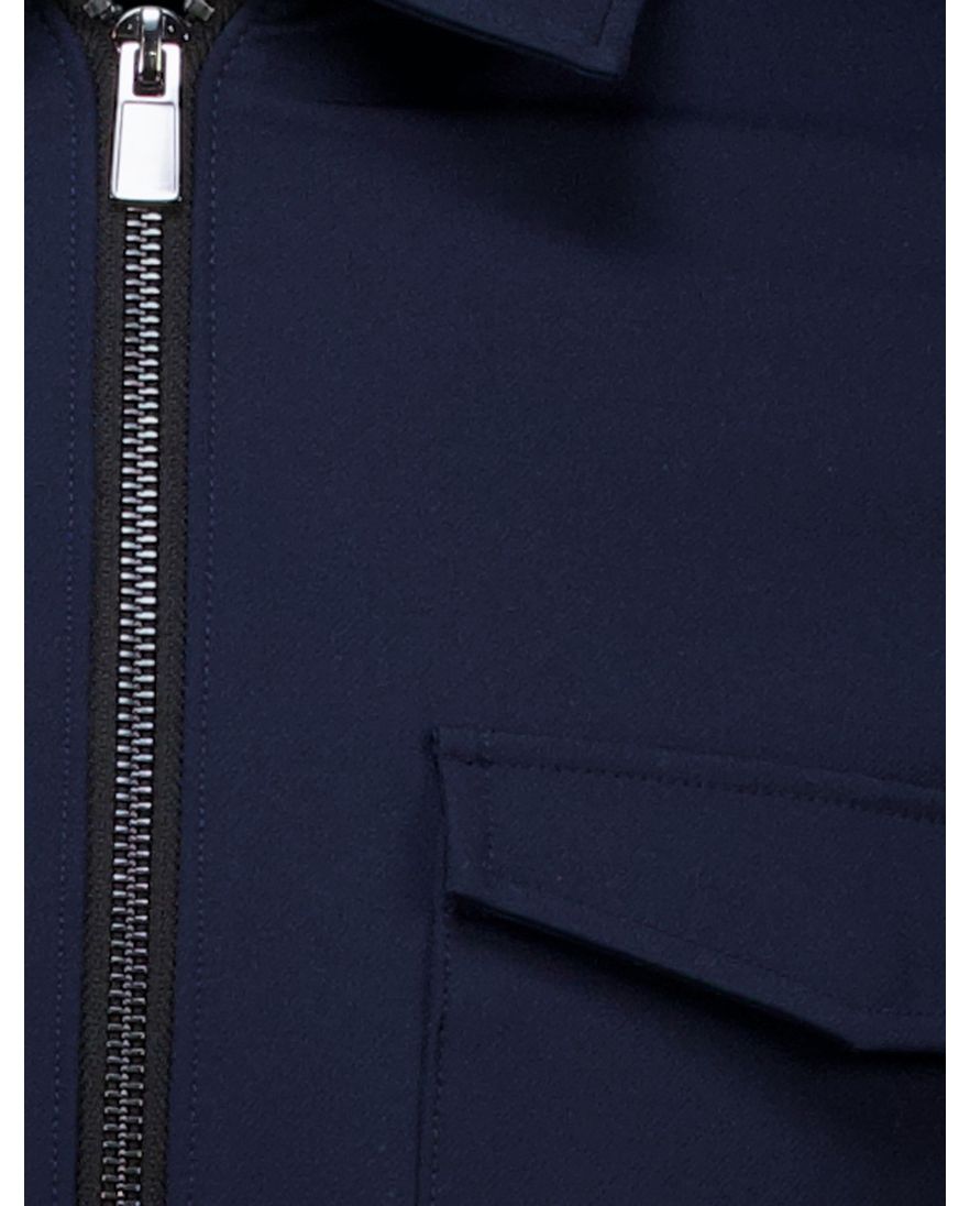 Born With Appetite overshirt met rits donkerblauw effen