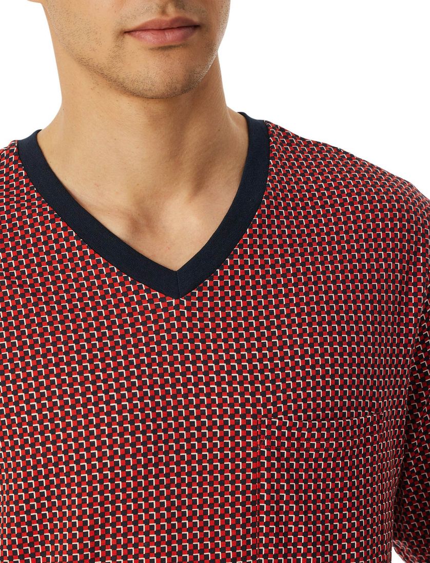 Schiesser shortama rood zwart katoen