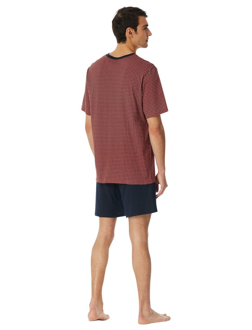 Schiesser shortama rood zwart katoen