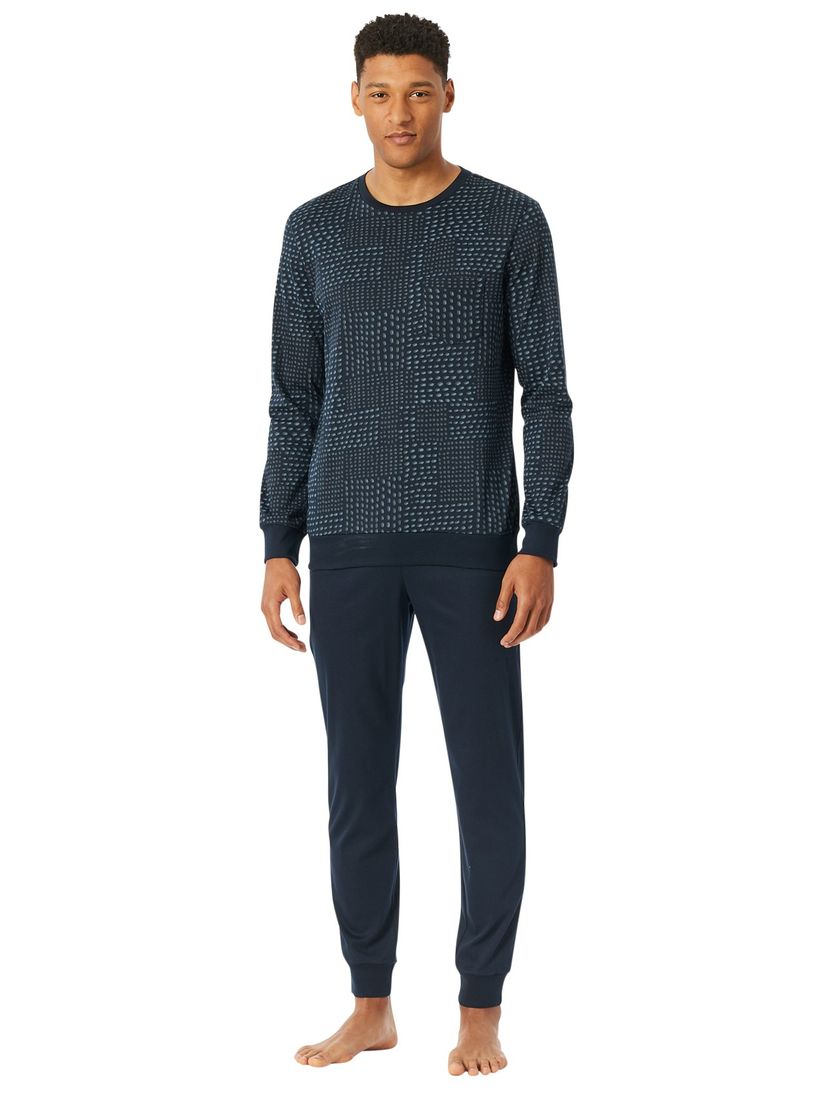 Schiesser pyjama donkerblauw katoen