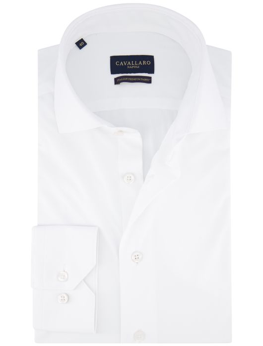 Cavallaro overhemd wit Tanisco effen katoen