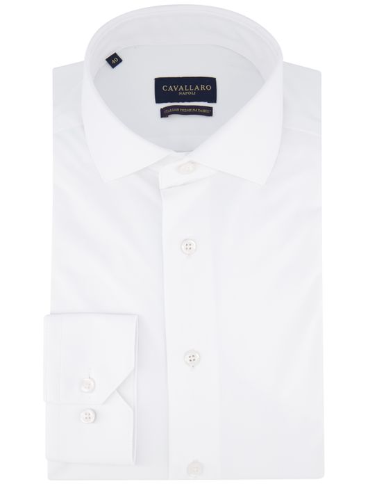 Cavallaro overhemd wit Tanisco effen katoen