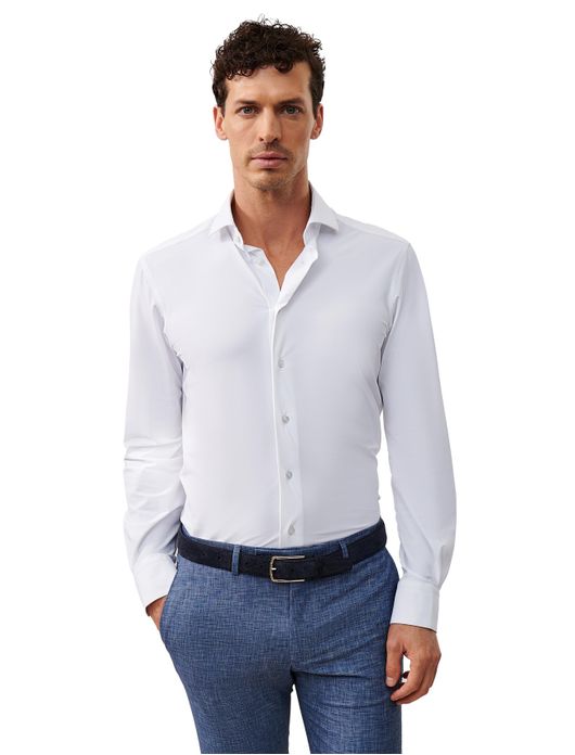 Cavallaro overhemd wit Tanisco effen katoen