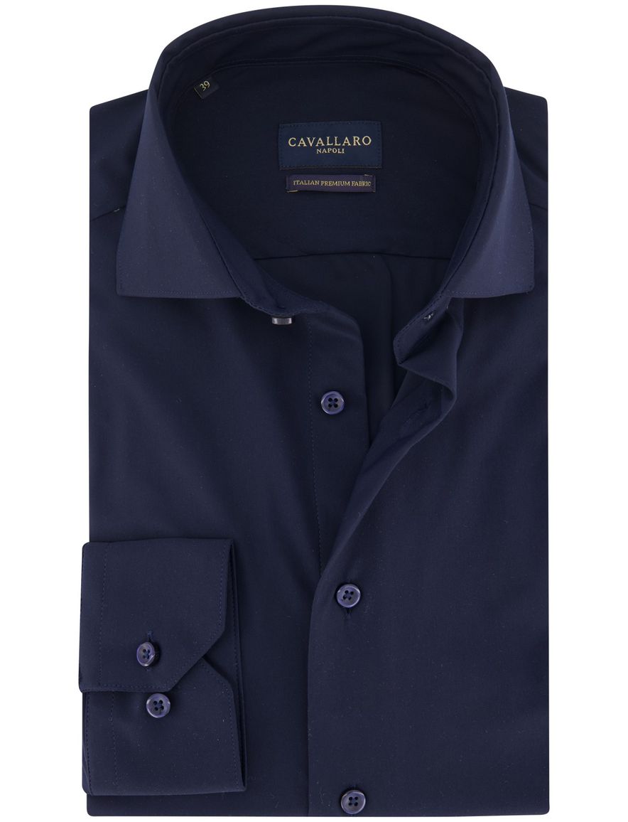 Cavallaro overhemd donkerblauw Tanisco effen