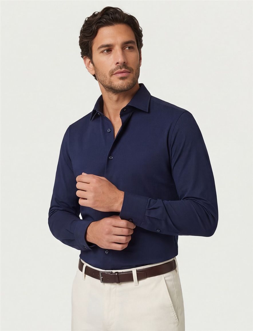 Cavallaro overhemd donkerblauw Tanisco effen