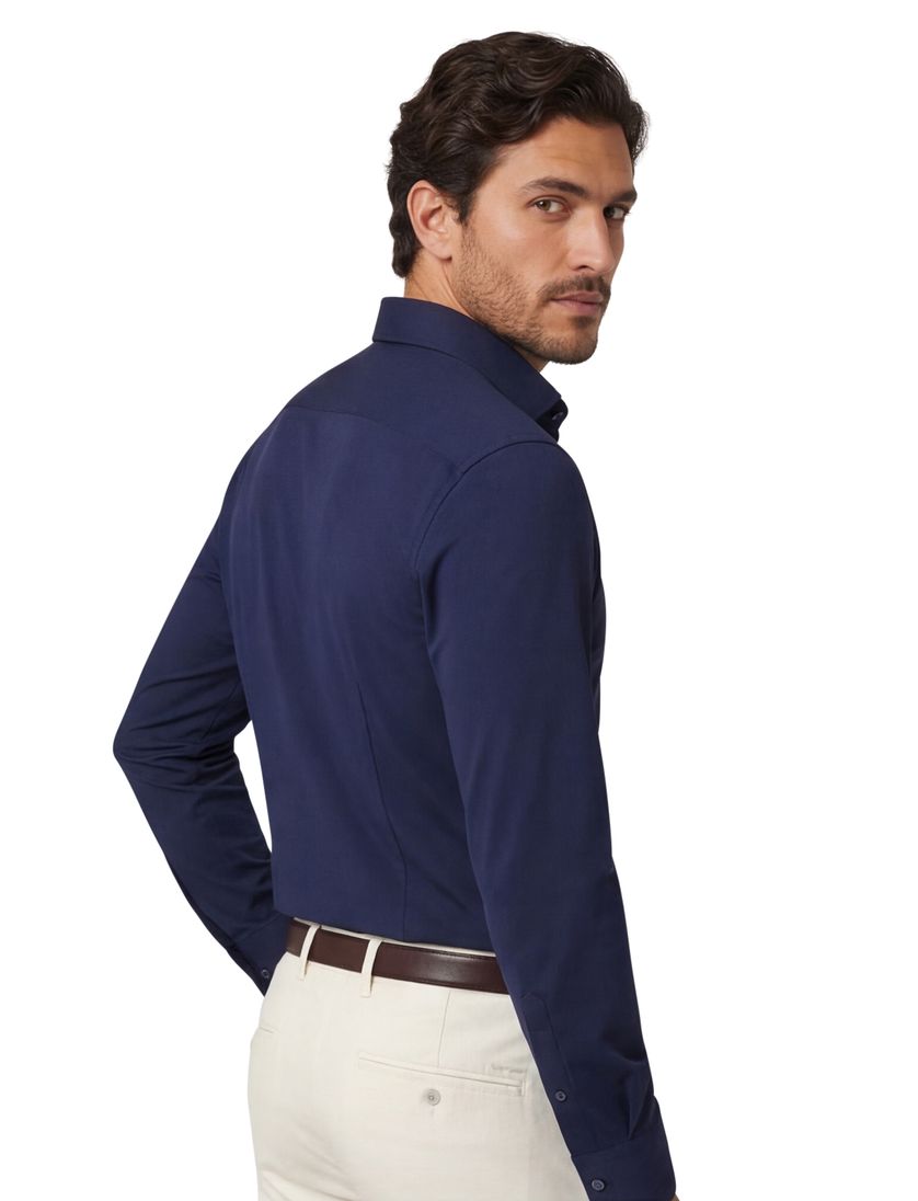 Cavallaro overhemd donkerblauw effen Napoli Tanisco