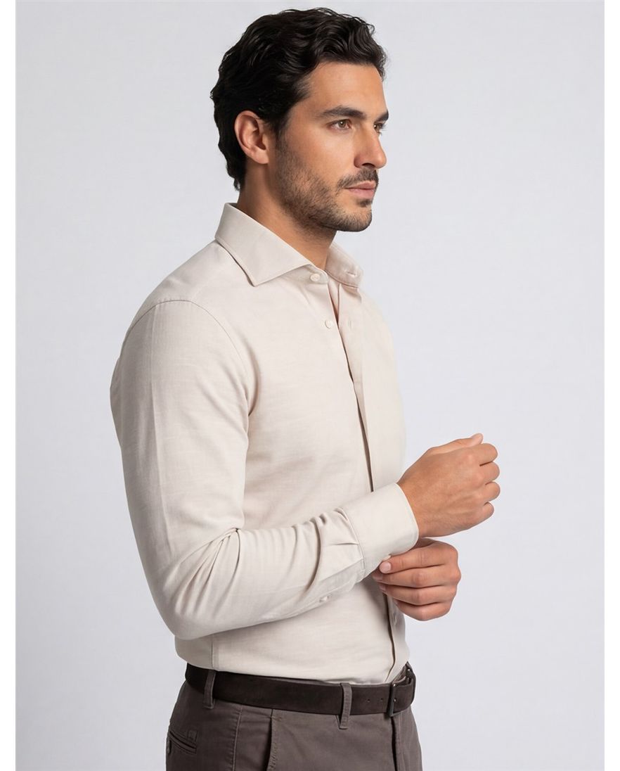 Cavallaro Felicio overhemd beige gebreid lange mouw