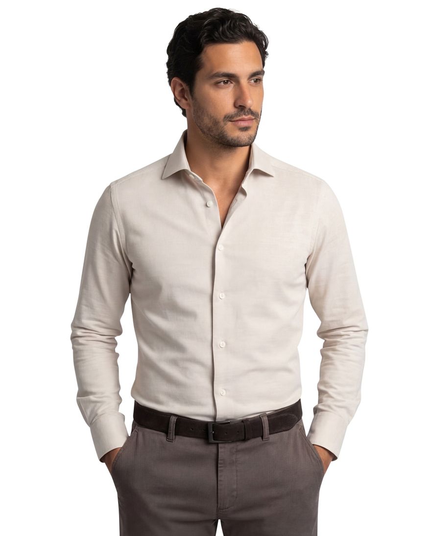 Cavallaro Felicio overhemd beige gebreid lange mouw