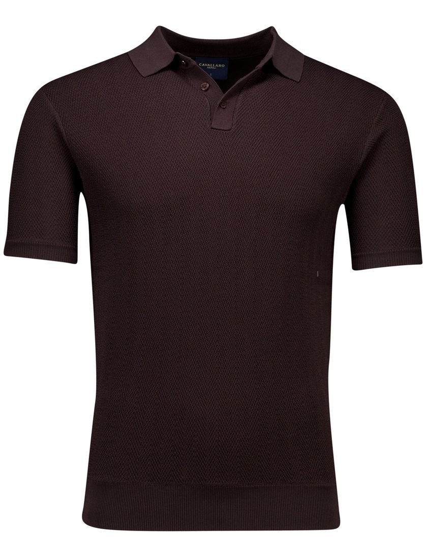 Cavallaro Napoli Miro poloshirt gebreid bruin viscose
