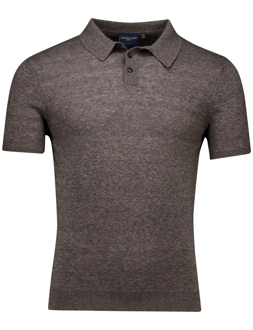 Cavallaro Castro Polo bruin gebreid slim fit katoen