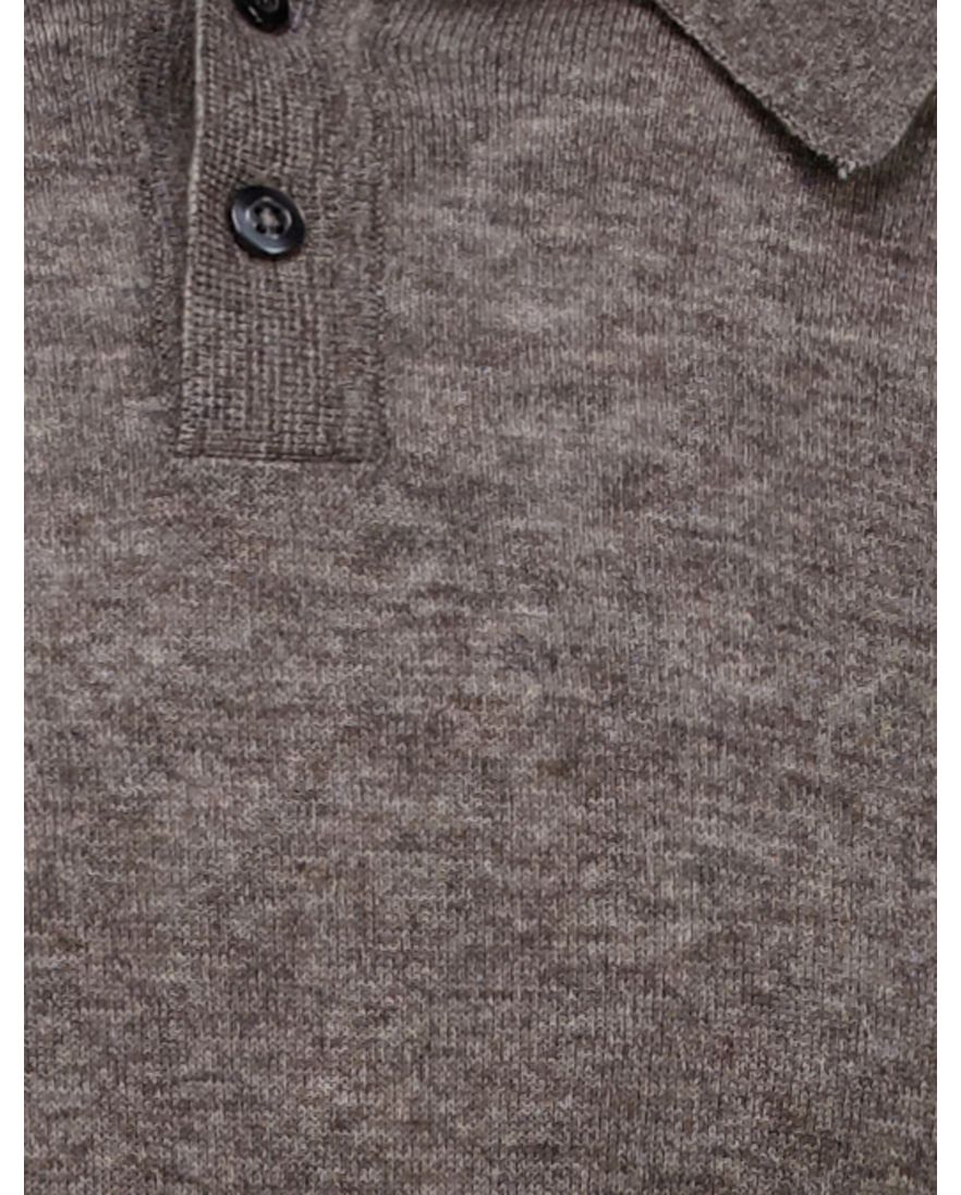 Cavallaro polo bruin gebreid effen slim fit katoen