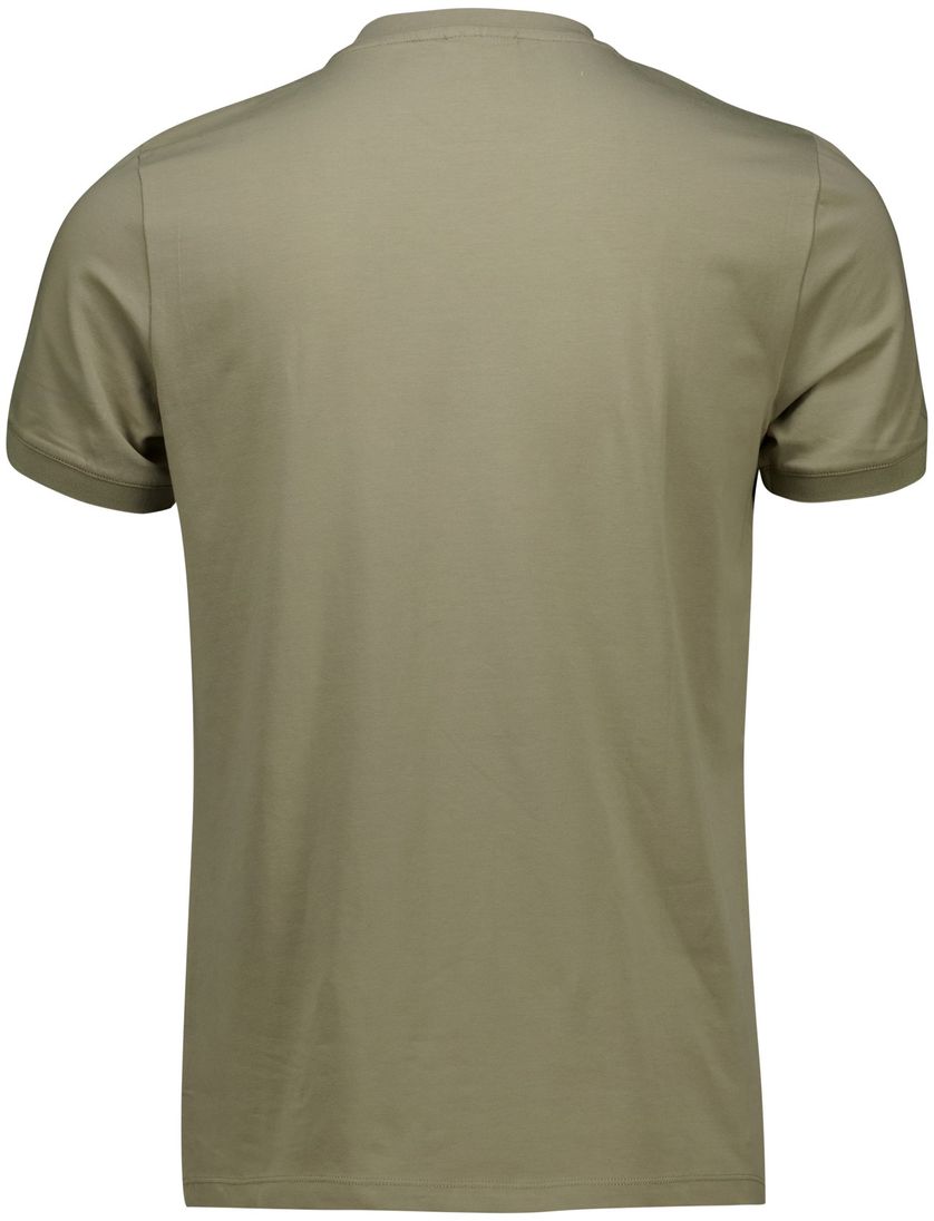 katoenen Cavallaro t-shirt khaki slim fit effen