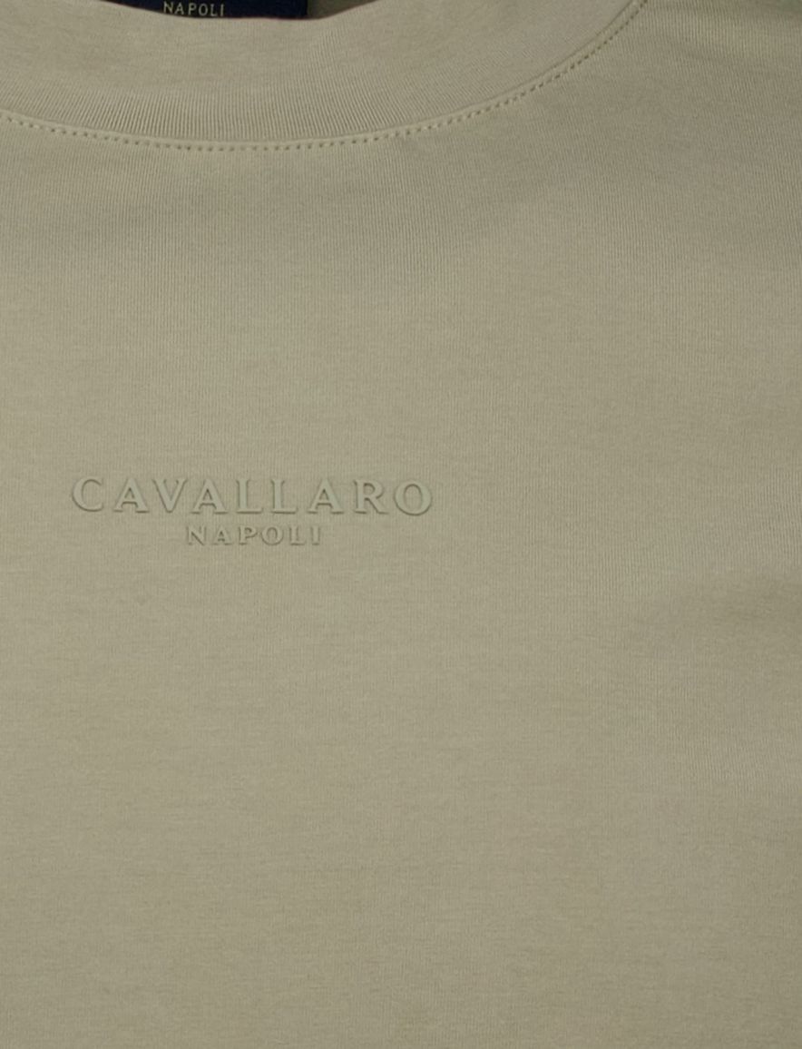 Cavallaro t-shirt khaki effen slim fit katoen