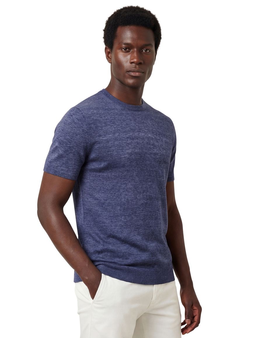 Cavallaro Castro t-shirt blauw effen slim fit katoen