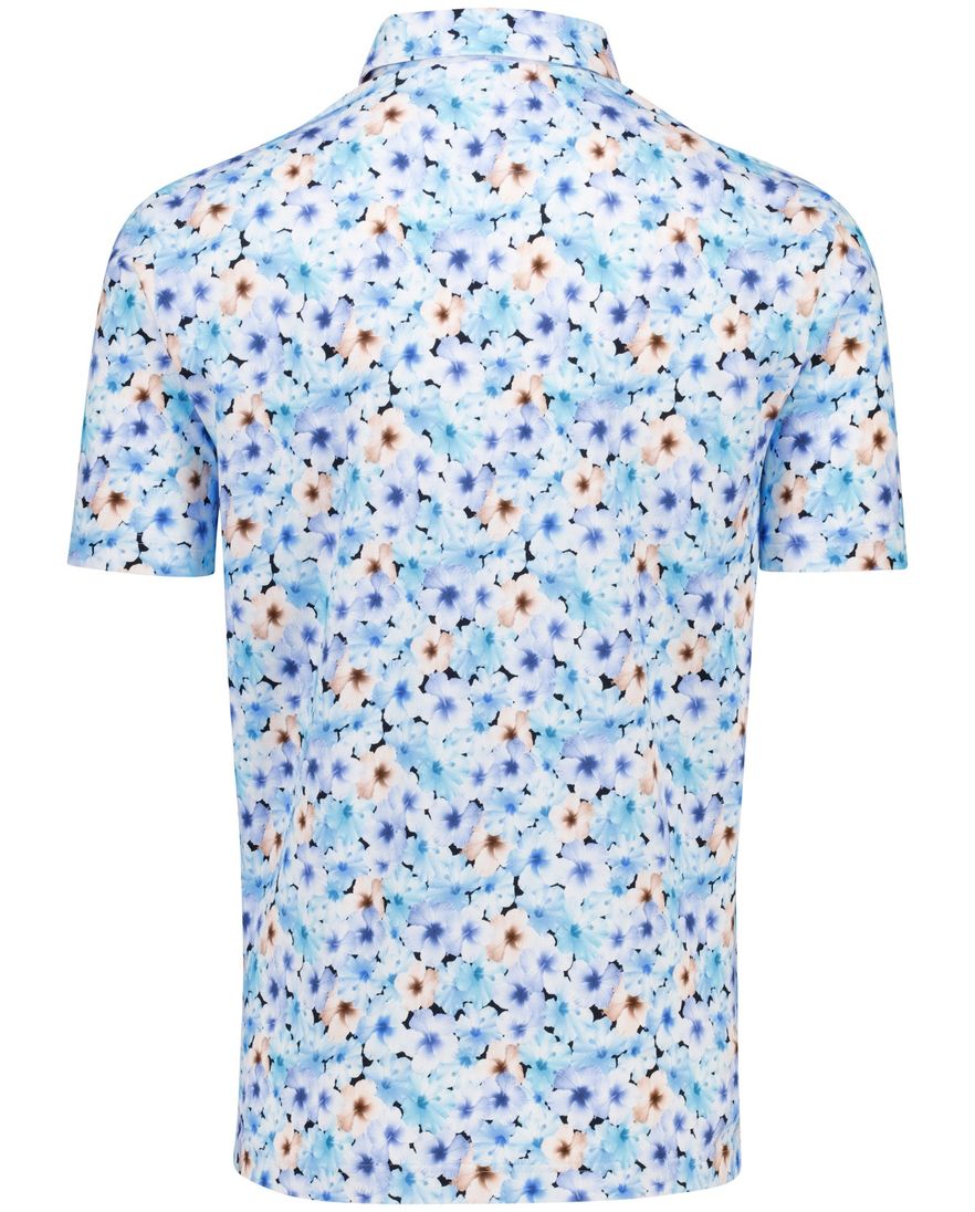 Eden Valley polo blauw bloemen geprint pique