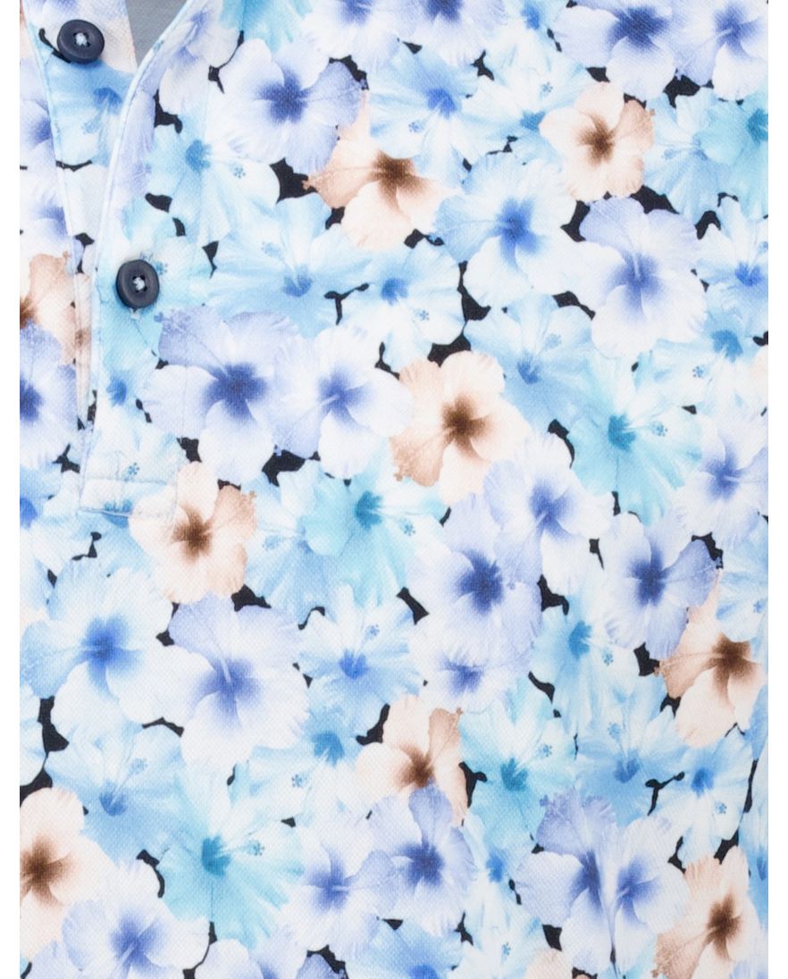 Eden Valley polo blauw bloemen geprint pique