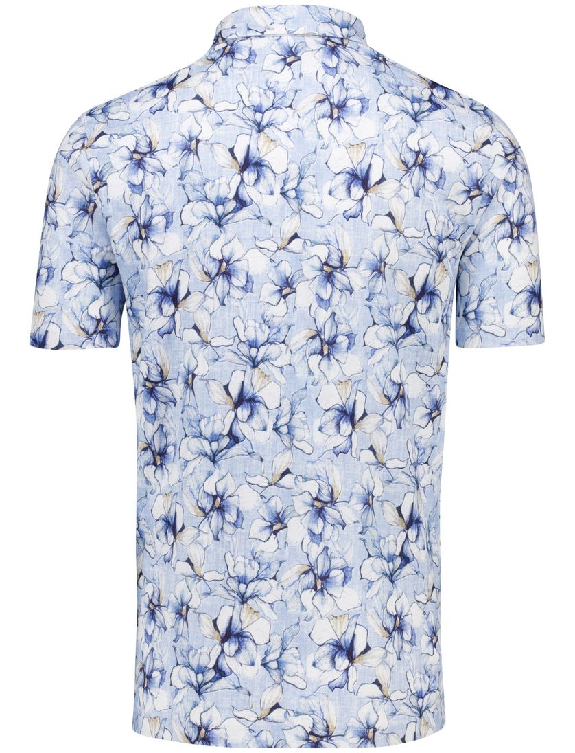 Eden Valley polo blauw geprint katoen