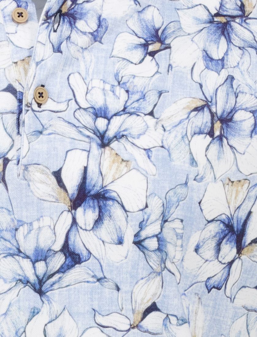 Eden Valley polo blauw geprint katoen