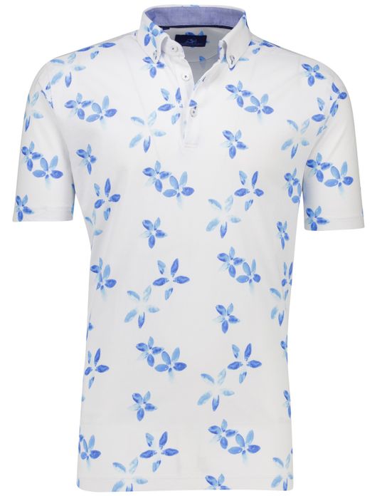 Eden Valley polo wit met blauwe print