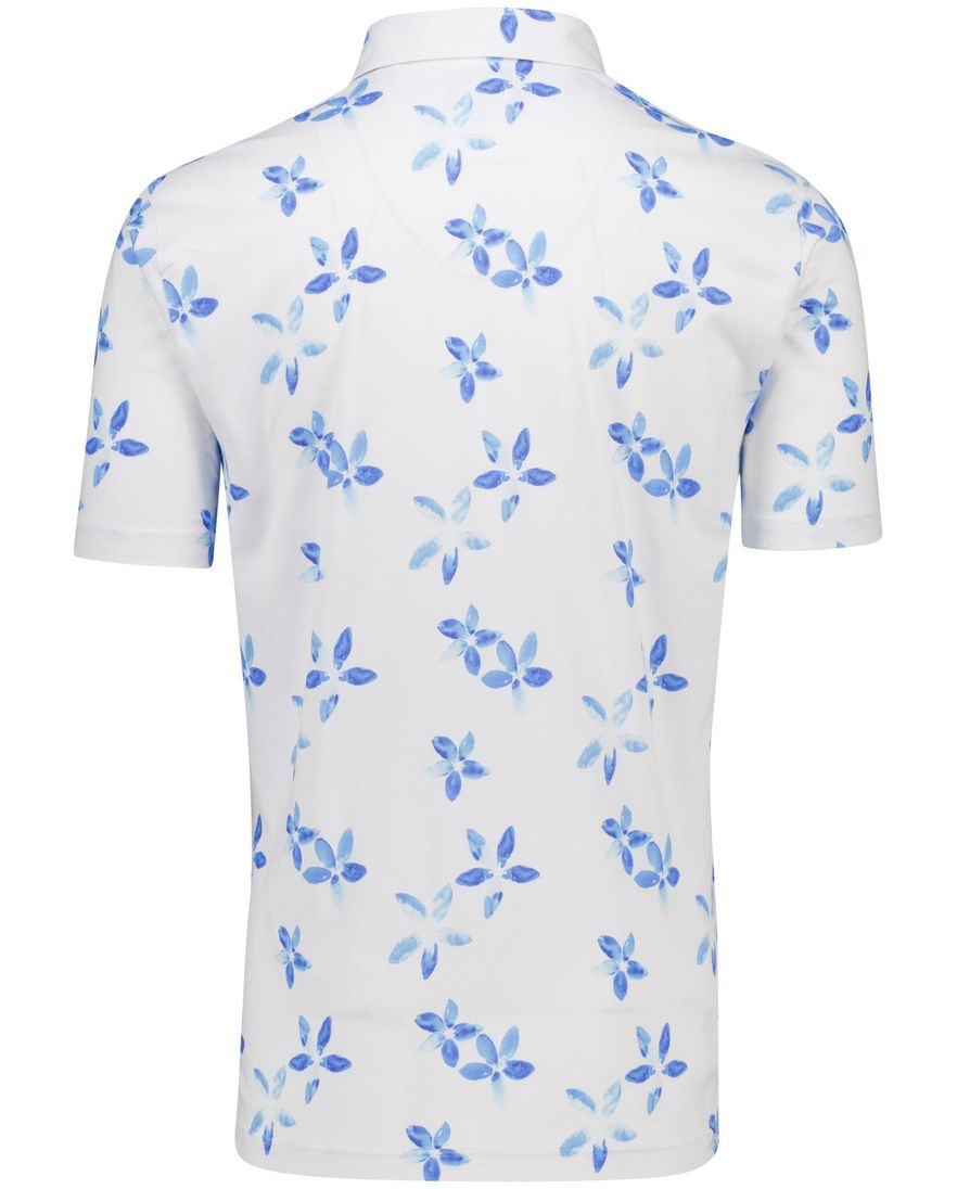 Eden Valley polo wit met blauwe print katoen